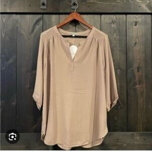 Pleione‎ X Anthropologie 3/4 Sleeve Flowy Blouse EUC